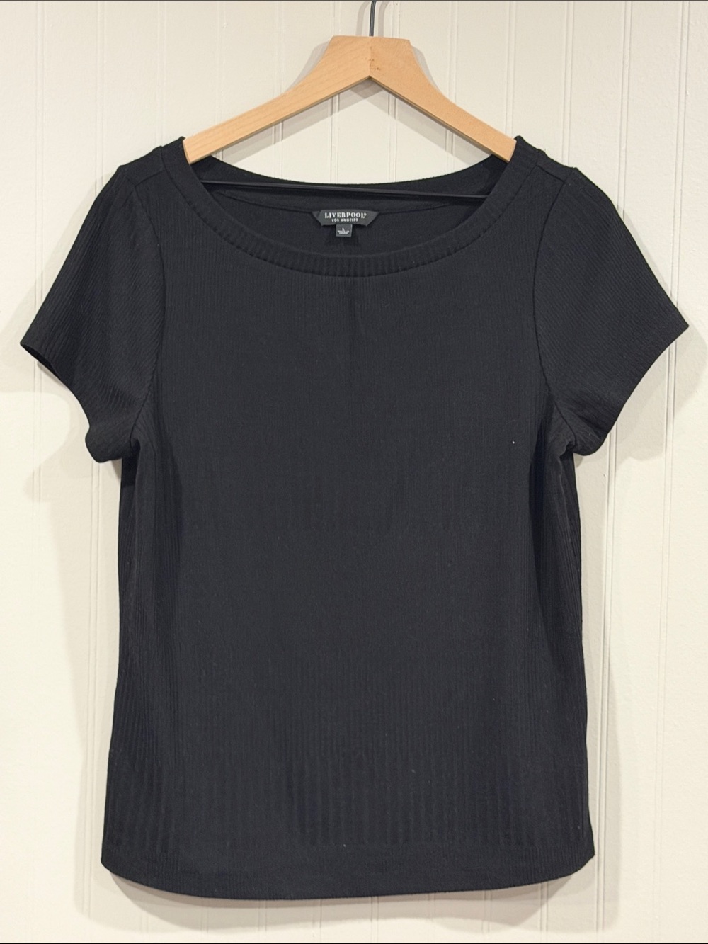 Liverpool Black Ribbed Short Sleeve Tee
